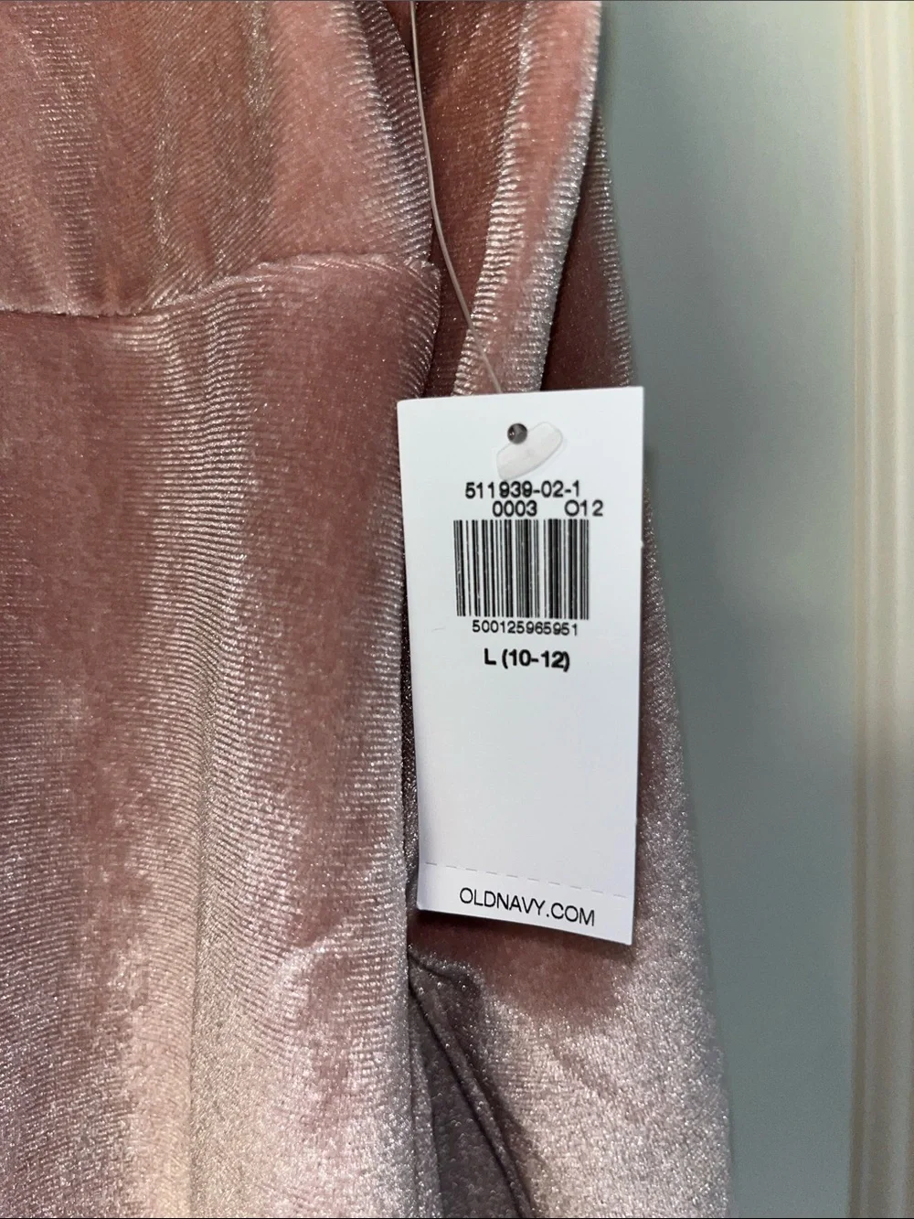Old Navy Girls Velvet Long-Sleeve Dress in Rose Blush